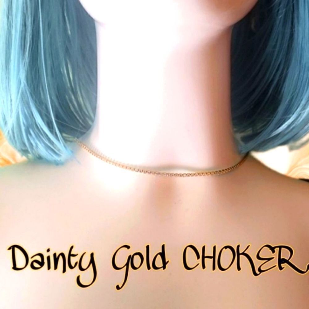 Choker Clear White Baguette Diamond Necklace 18K Gold over 925 Sterling Silver - Picture 3 of 7